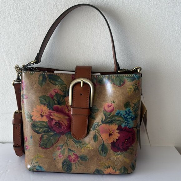 Patricia Nash Irving Bucket Handbag Leath Distressed Vintage Victorian Garden - Picture 3 of 16